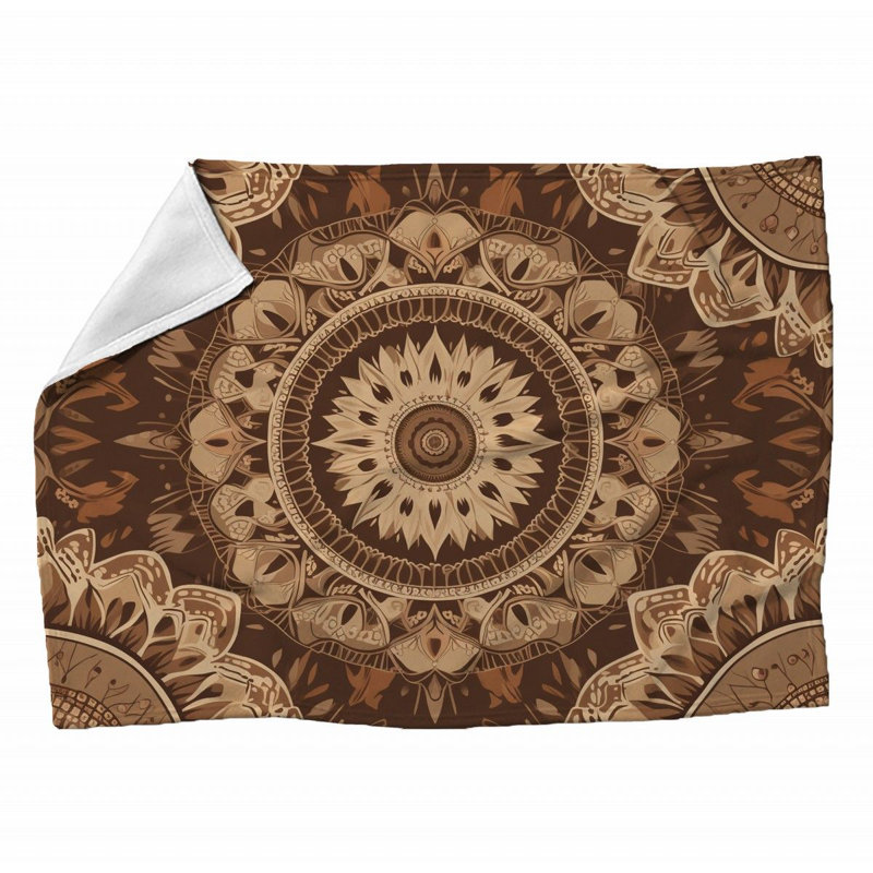 Couverture polaire à carreaux, Jeté, Floral, Brun