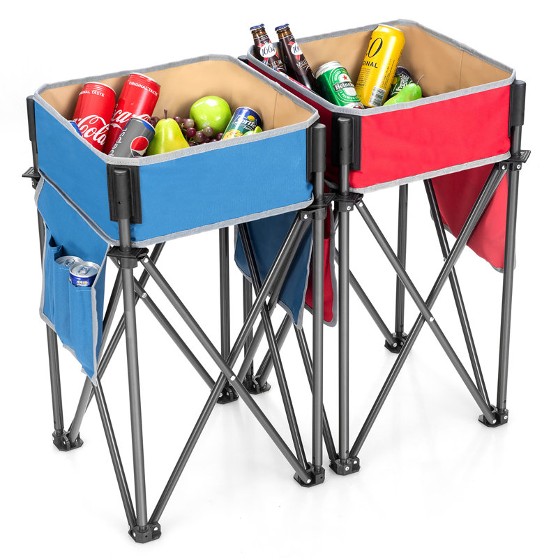 17.5'' Square Folding Table, Red/Blue
