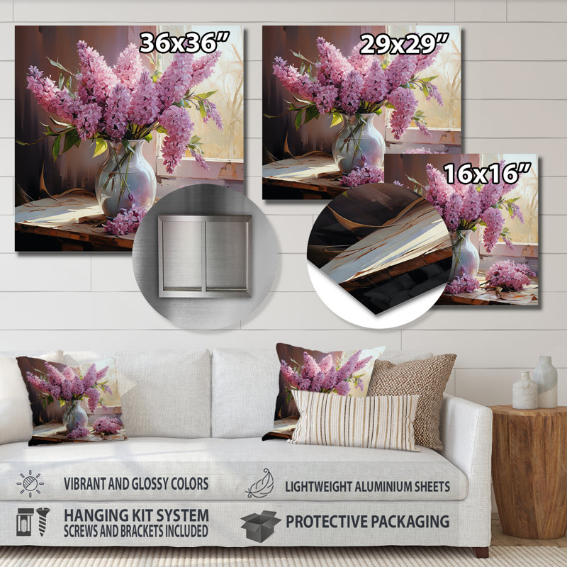Lilas «Blooming Still Life» - Articles de toilette en métal, H 29 po x l 29 po