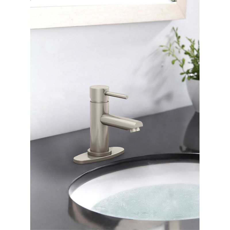 Single-handle Bathroom Faucet with Drain Assembly, Brush Nickle