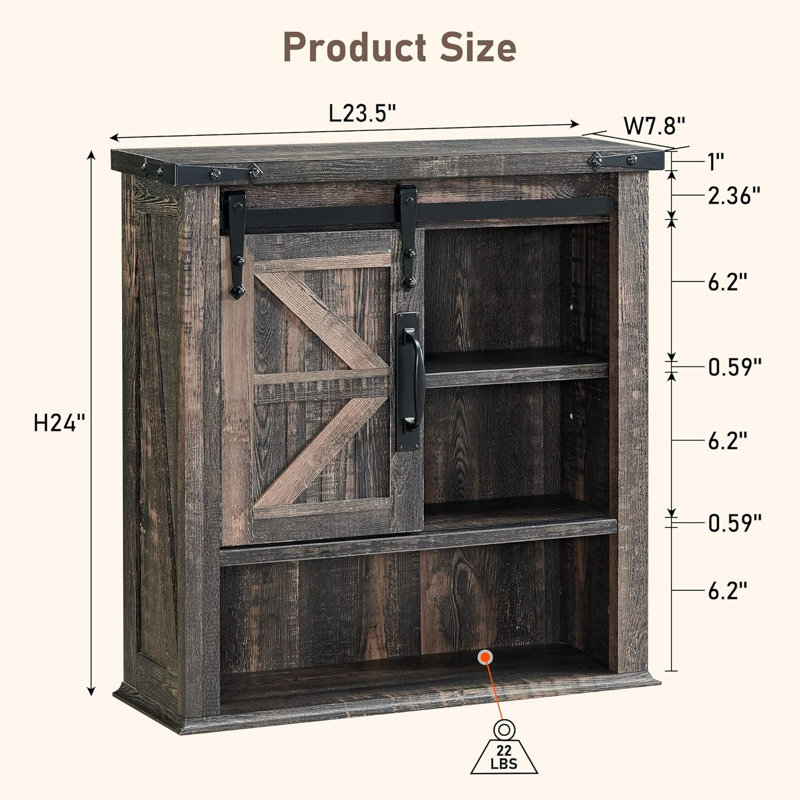 Sturmius Oak Wall Bathroom Cabinet, Brown
