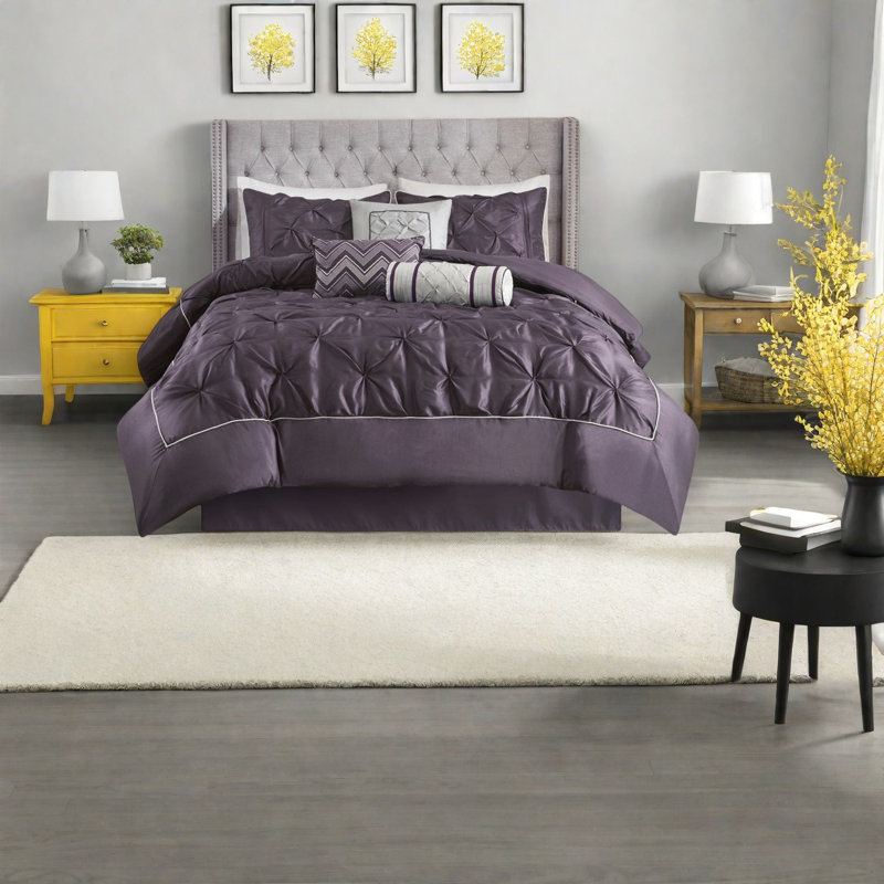 Elegant Plum Bedding Sets, Polyester Comforter For Modern Home