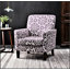 Fauteuil à motifs en mélange de polyester, structure en bois de bouleau massif avec pieds fuselés, fauteuil d'appoint rembourré en mousse pour le salon et le bureau