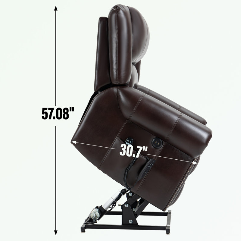 Eysan Power Lift Recliner Chair, Antique Brown Leather