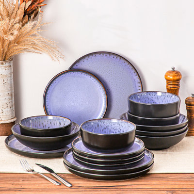 Amber 16 Piece Stoneware Dinnerware Set, Service For 4
