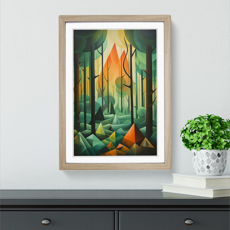 Single Picture Frame Print on Wood, 46cm H x 34cm W, Oak Framed