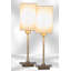 Pair (2x) Square Stick Antique Brass Metal Bedside Table Lamp 