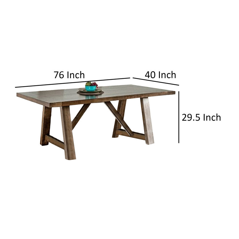 Jule 76" Brown Solid Wood Farmhouse Dining Table with Trestle Base