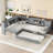 L-Shaped Platform Bed With Trundle, Solid Wood Platform Bed With Storage Drawers And Shelves, No Spring Box Needed-1807210446