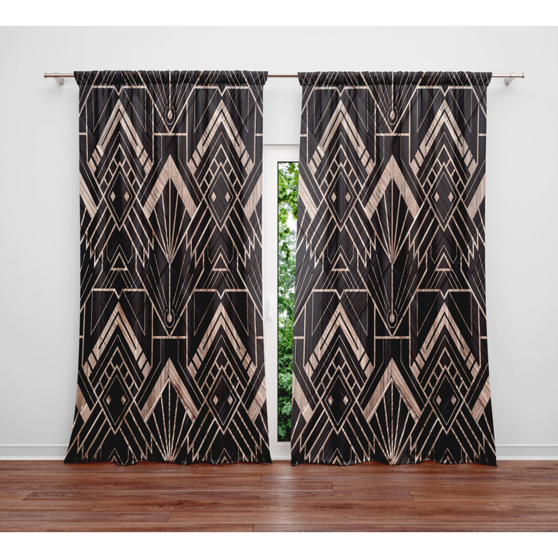 Paire de rideaux Art Deco, L 20 po x L 61 po