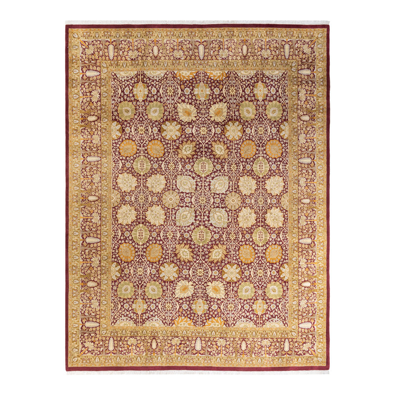 Tapis mauve en laine noué à la main 7 pi 10 po x 10 pi 6 po