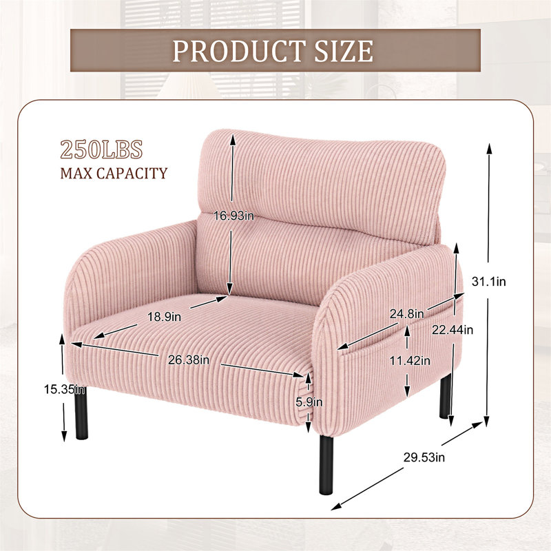 Fauteuil rembourré, Rose