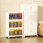 Armoire de rangement pliante crémeuse de côté 19,69 po, 3 niveaux, 19,69 po x 11,81 po x 31,1 po, bacs de rangement pliables avec porte magnétique, armoire de rangement en plastique avec roues