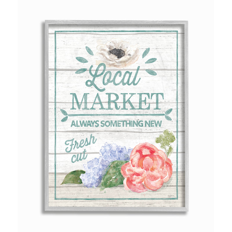 « local market fleurs rustique », impression, H 16 po x l 20 po x P 1,5 po, Estampe numérique Farmhouse