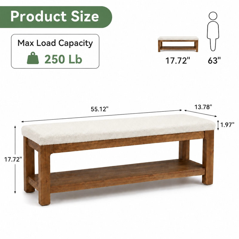 Solid Wood Bench