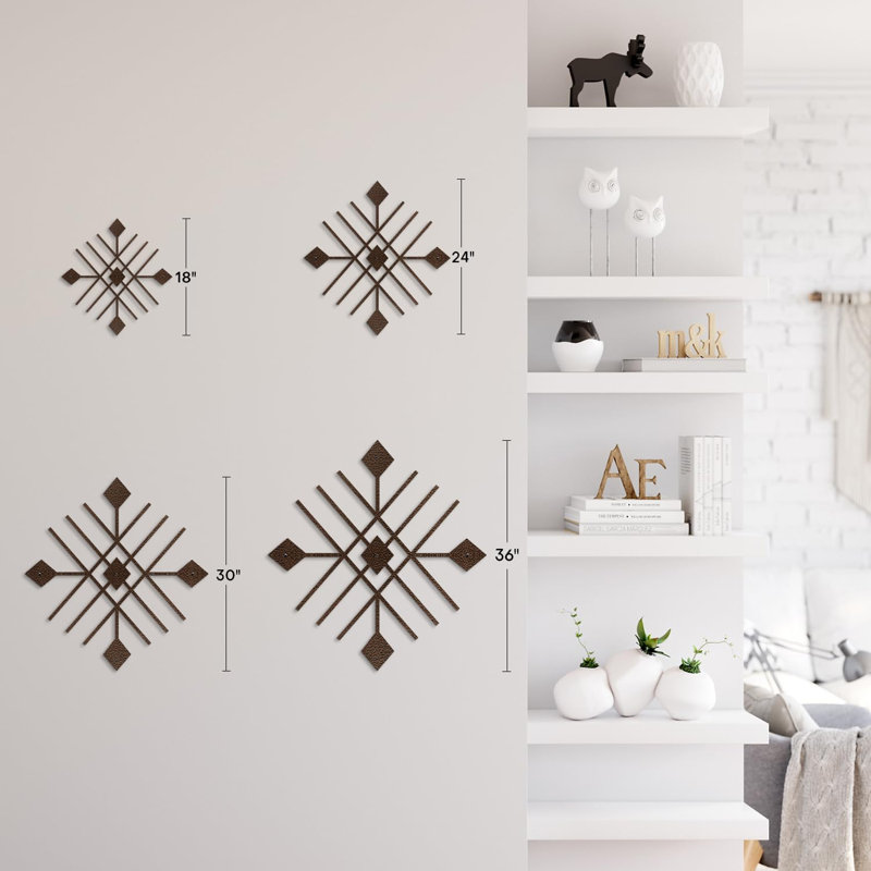 Décoration murale en métal, H 30 po x l 30 po x P 0,05 po, Bronze