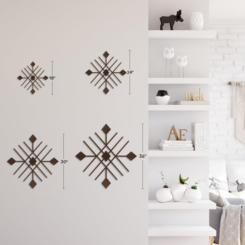 Décoration murale en métal, H 30 po x l 30 po x P 0,05 po, Bronze
