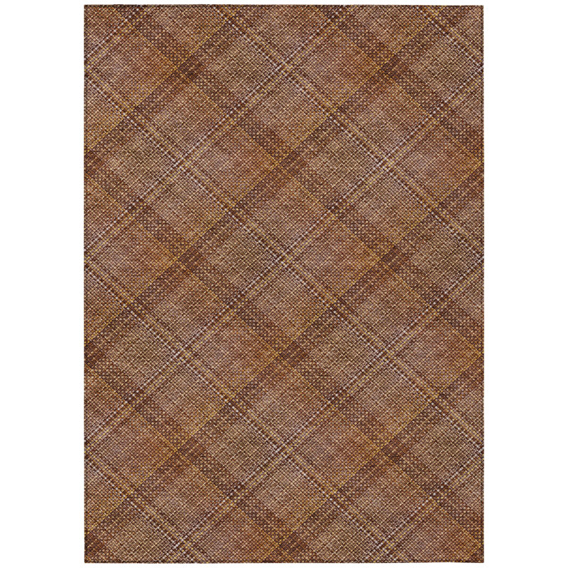 Machine Washable Indoor/Outdoor Chantille ACN2880 Plaid Rug, Paprika, 5' x 7'6"