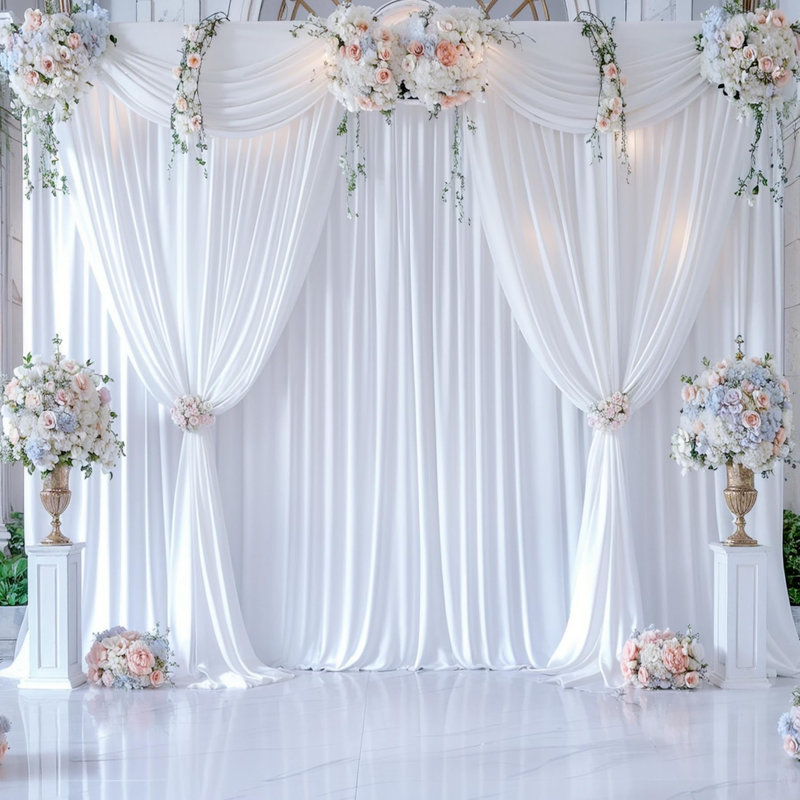 Wrinkle Free Wedding Backdrop Curtains 4 Panels, White
