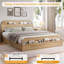Structure de lit avec tête et pied de lit avec rangement, lit plateforme bas pour la chambre à coucher, aucun sommier requis, beige-1898674200-1898674194