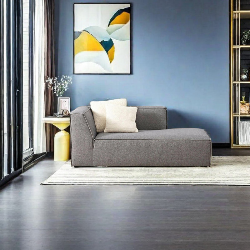 Chaise longue rembourrée Modern, Accoudoir à gauche (vu de face), Gris
