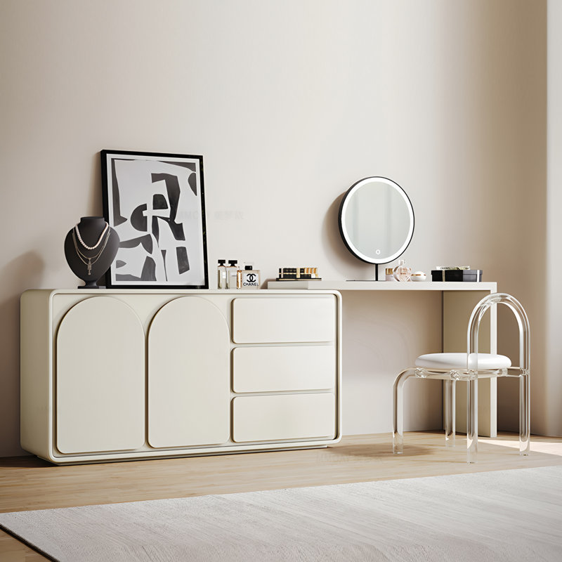 Modern Makeup Vanities with Adjustable Rotating Long Board and Storage Space