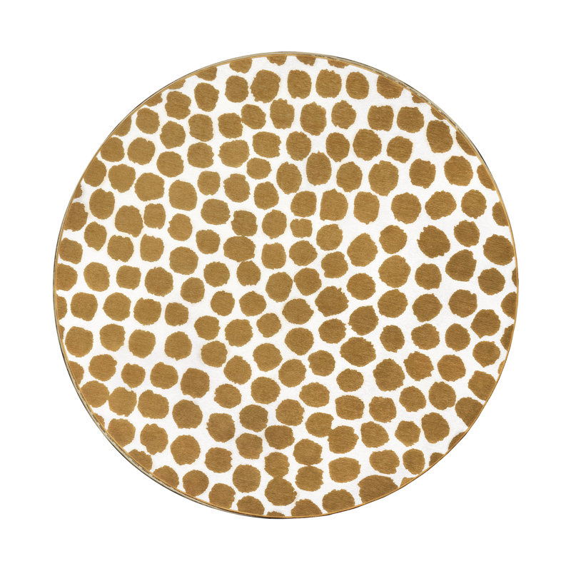 Puff Dotty Honey Beige Washable Rug, Round 6'