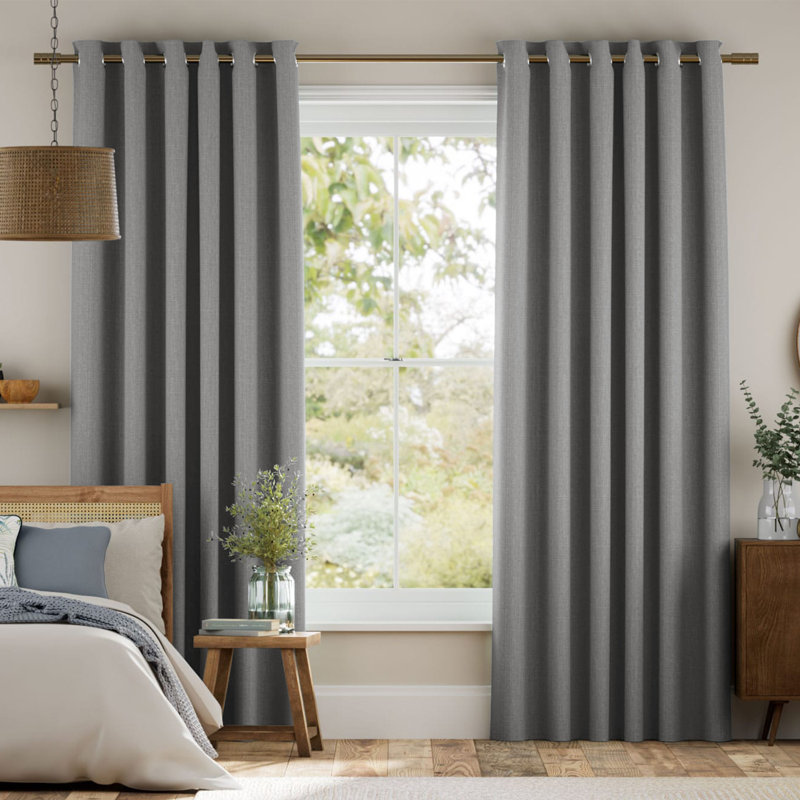 Luxury Ready Made Blackout Eyelet Thermal Curtains (Set Of 2) , Light Grey, 228cm Width x 228cm Drop