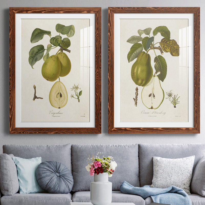 Cadre rétro de qualité supérieure Vintage Pears III prêt à accrocher, Érable encadré, H 20 po x l 34 po x P 1,5 po