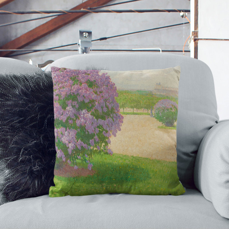 Heros Square With Lilacs Square Throw Cushion, 40cm H x 40cm W x 15cm D, Stone