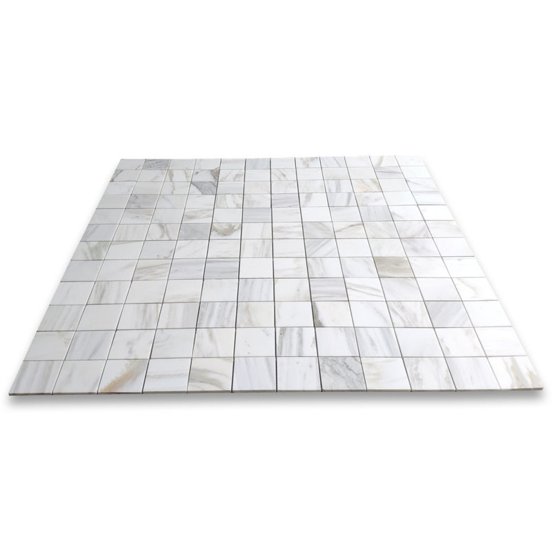 Carreau de mosaïque en marbre 12 po x 12 po Calacatta, Blanc / gris