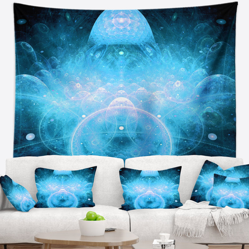 Tapisserie bleu ciel infini à motif floral, H 50 po x l 60 po
