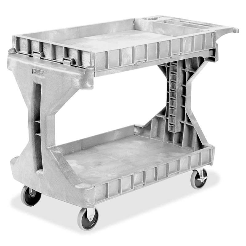 Gray Polyethylene Large Pro Cart with 2 Shelves