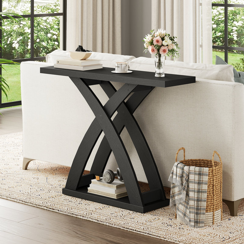 Console de 39,3 po avec 2 tablettes spacieuses et une table d'entrée en forme de X