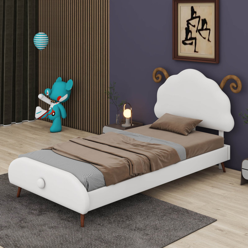 Lit plateforme tapissier Alysee, Simple, Blanc