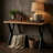 Austin Console Table, Solid Reclaimed Wood with Black Wood Legs, Honey Pine