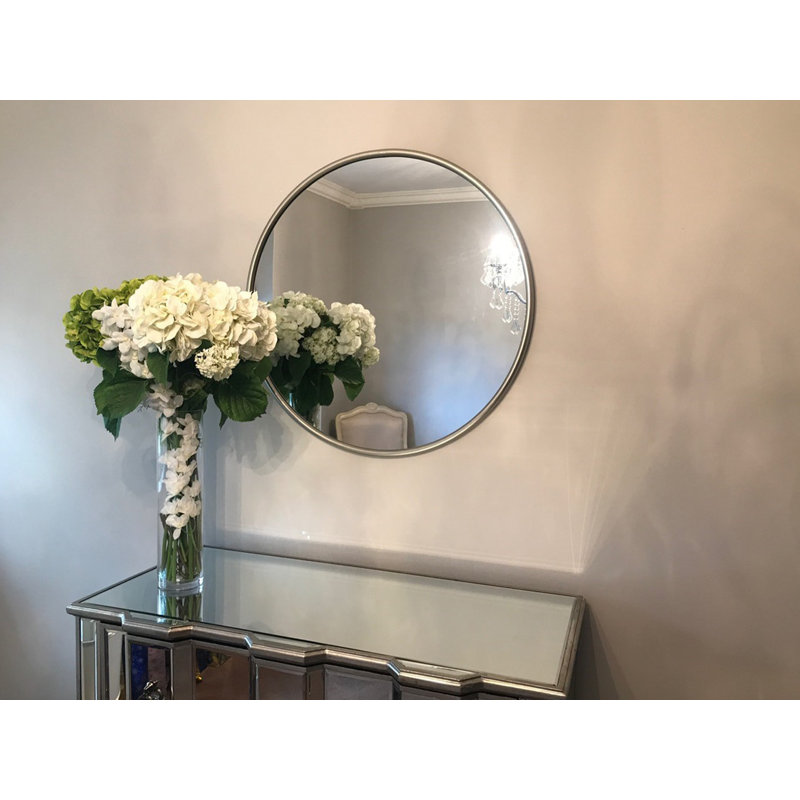 Briyonna Metal Flat Wall Mirror, Silver, 77cm H x 77cm W