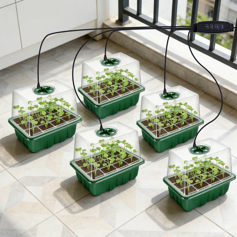 Ensemble de démarrage de graines à 5 niveaux avec lumières de croissance DEL - dôme d'humidité et évents, plateau de germination des graines réutilisable pour les légumes, les herbes et les fleurs