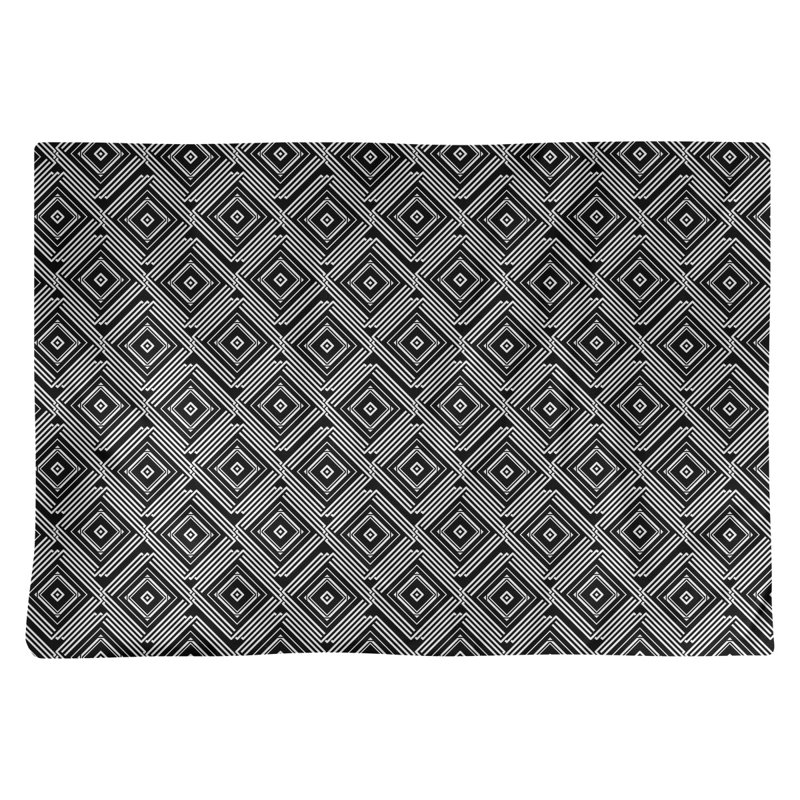 Napperon en coton 18 po Square Maze, Noir / Blanc