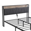Structure de lit plateforme en métal avec tête de lit tapissier et doublure USB et pied de lit avec tiroirs, aucun sommier nécessaire, grand rangement sous le lit, assemblage facile-1491415696