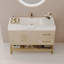 Meuble-lavabo moderne 36 po avec lavabo en céramique et poignées dorées, armoire en bois autoportante avec 2 tiroirs pour le rangement de la salle de bain-1125139823