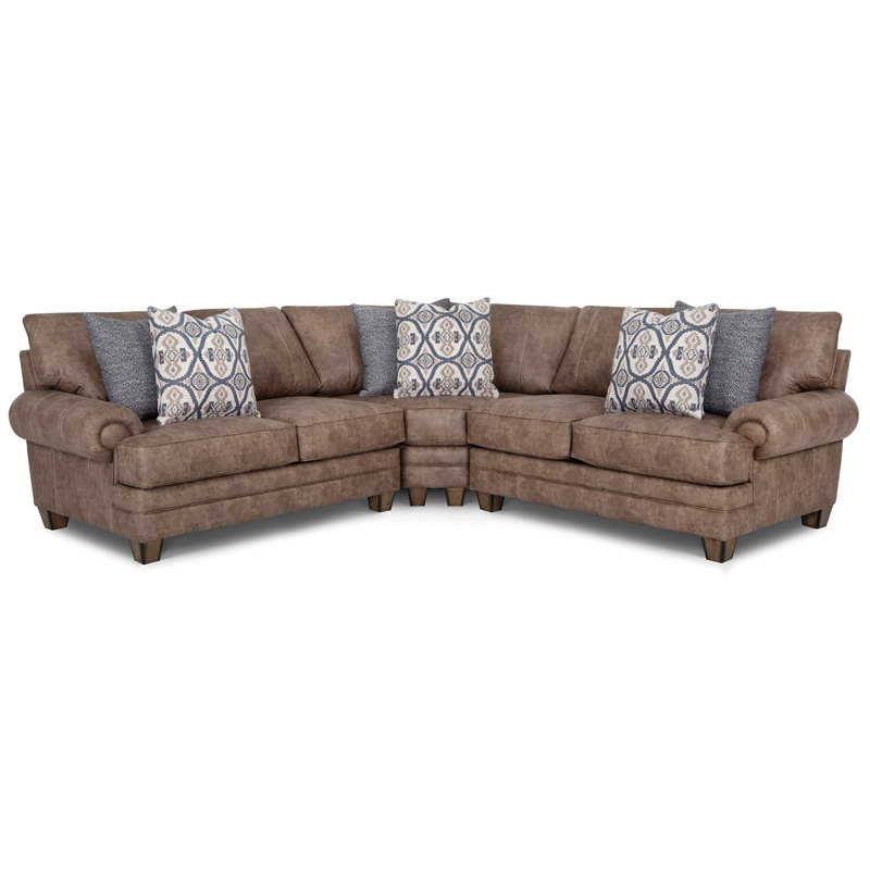 3-piece Symmetrical Sectional, Brown Polyester
