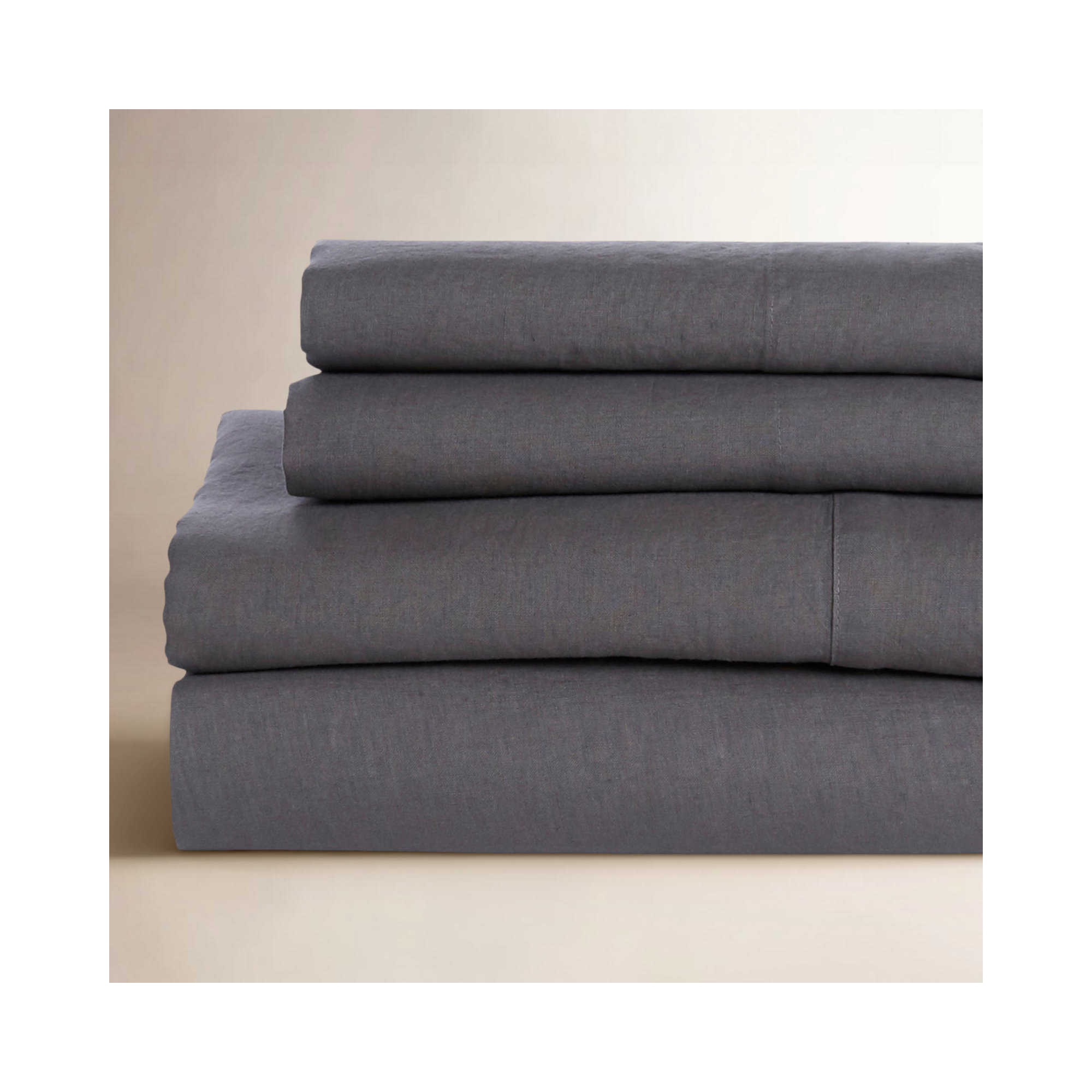 Frazier 100% Linen Machine Woven Sheet Set, Slate Gray, King Sheet Set with 2 Pillowcases