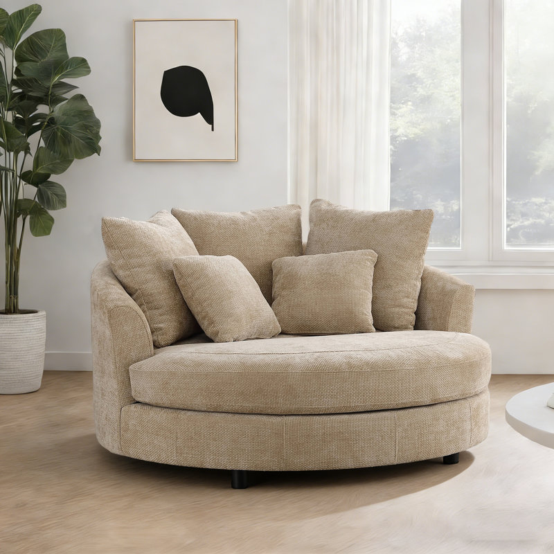 Fauteuil demi-tonneau surdimensionné 59,5 po avec roulettes, Blé