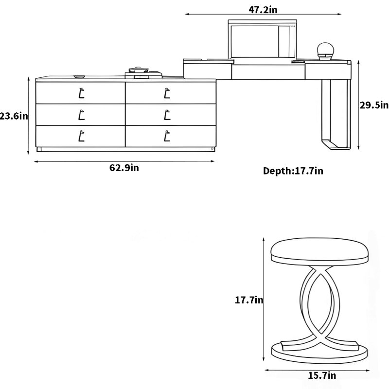Commode légère à rabat de luxe