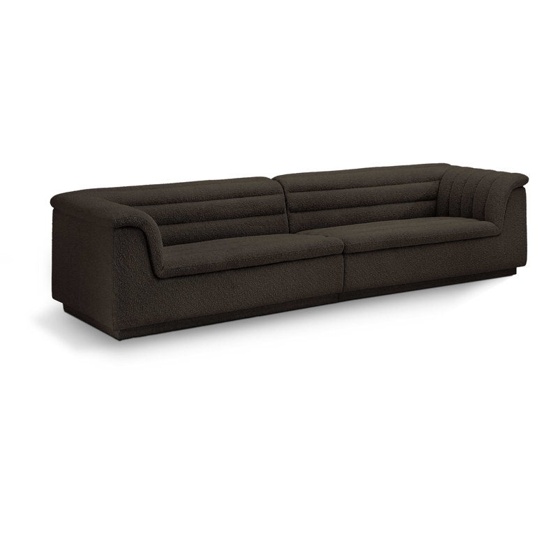 Huzaifah Upholstered 118'' Sofa, Brown Boucle Fabric