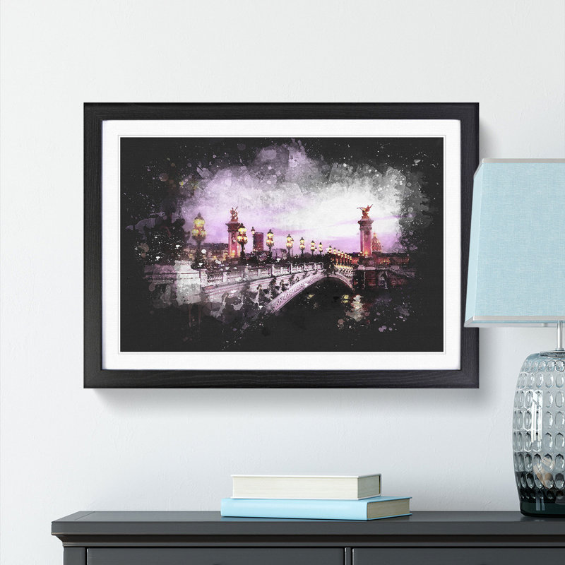 Pont Alexandre III Bridge In Paris France - Single Picture Frame Print on MDF, 62cm H x 87cm W x 2cm D, Black Framed