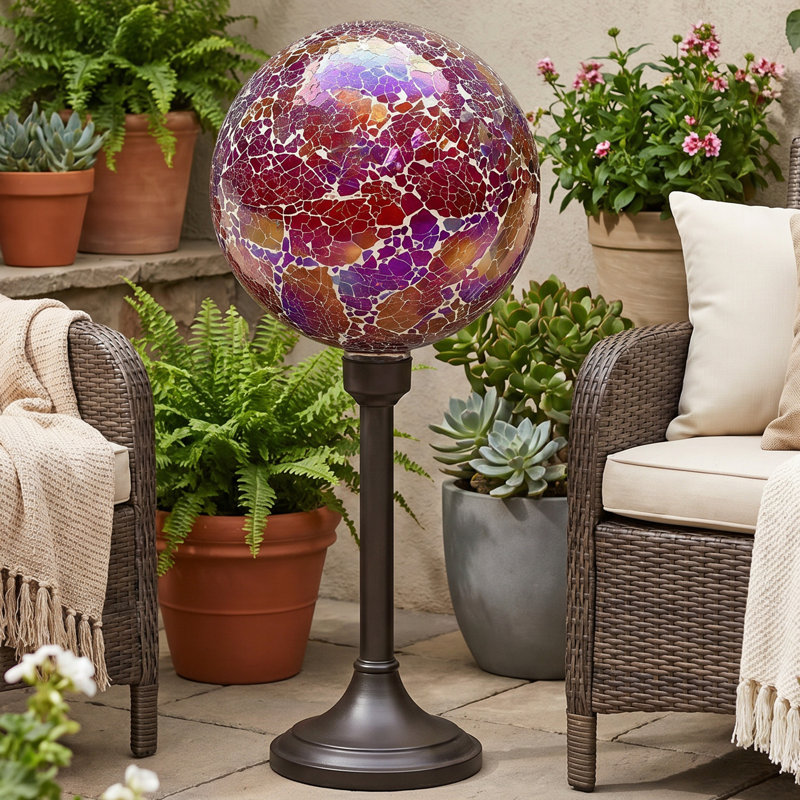 Globe terrestre en verre 10 pouces pour jardin ou cour arrière - rose perle - ensemble de 2, Pearl Pink, 2