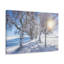 Petit sentier en hiver à travers les arbres, art mural sur toile-654011754