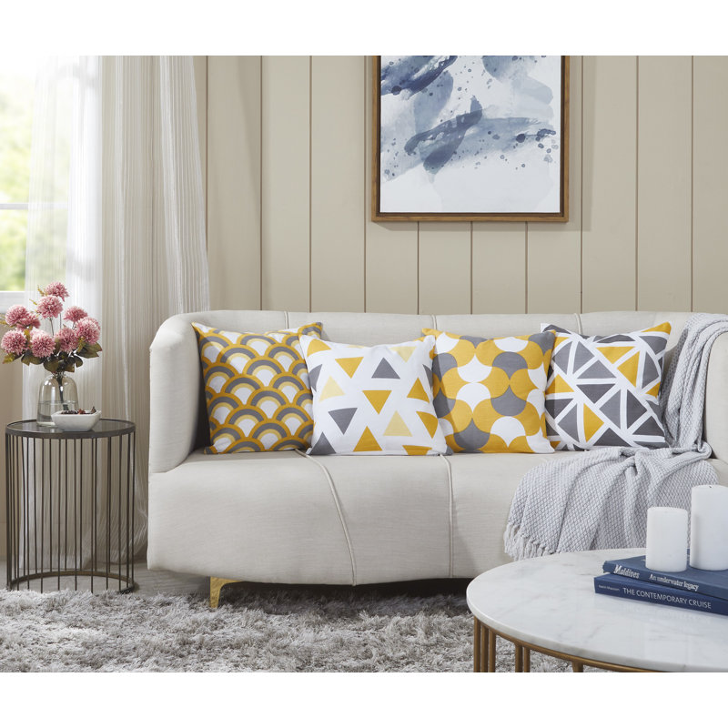 Theon Geometric Multicolor Square Throw Pillow Cover, Yellow